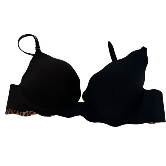 Victoria's Secret Very Sexy Black & Leopard Push-Up Bra Size 34C - Picture 1 of 5